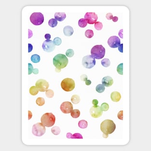 Rainbow Bright Pastel Watercolor Drops and Bubbles Sticker